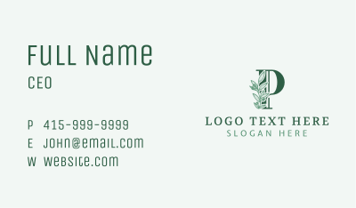 Green Olives Letter P Business Card Image Preview