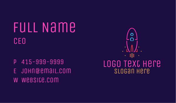 Neon Space Rocket Business Card Design Image Preview