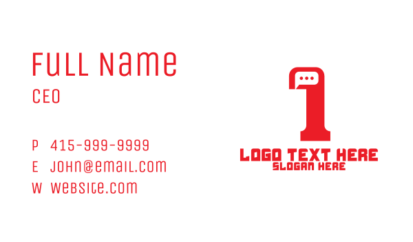 Minimalist Chat Number 1 Business Card Design Image Preview