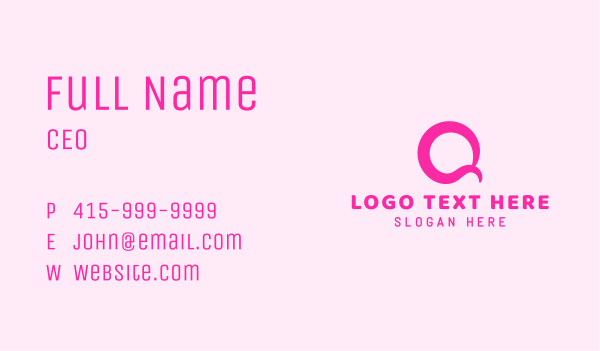 Pink Wellness Letter Q Business Card Design Image Preview