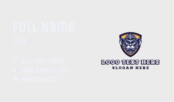 Gorilla Monkey Shield Gaming Business Card Design Image Preview
