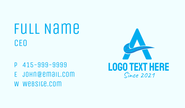 Blue Tentacle Letter A Business Card Design