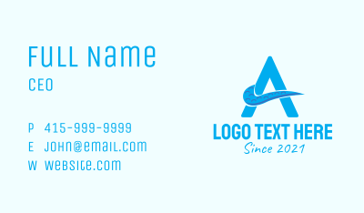 Blue Tentacle Letter A Business Card