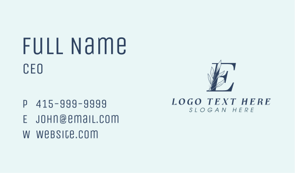 Blue Floral Letter E  Business Card Design Image Preview