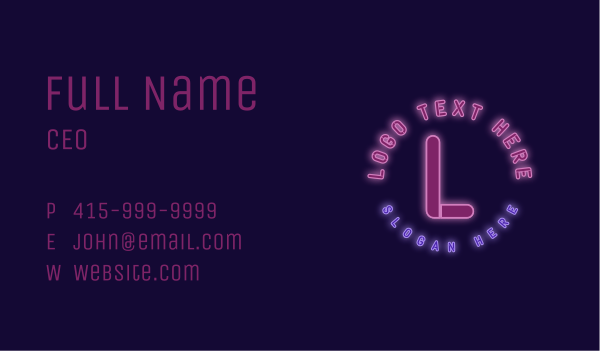 Cool Neon Lettermark Business Card Design Image Preview