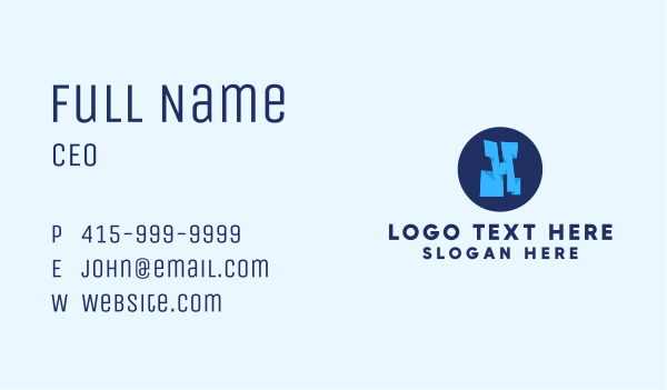 Blue Letter H Business Card Design Image Preview