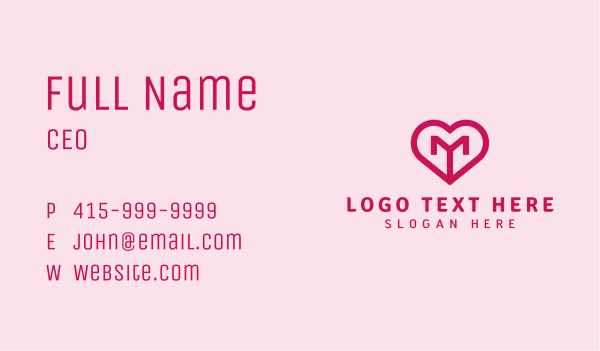 Heart Letter M  Business Card Design Image Preview