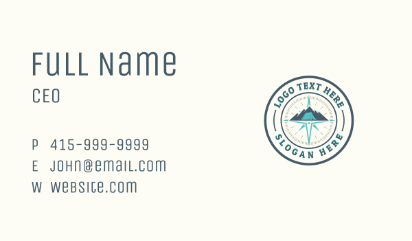 Tent Mountain Compass Business Card Design Image Preview