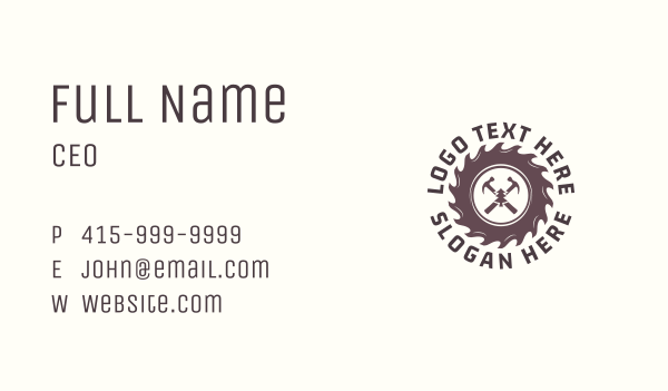 Hammer Pine Tree Saw Business Card Design Image Preview