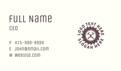 Hammer Pine Tree Saw Business Card Image Preview