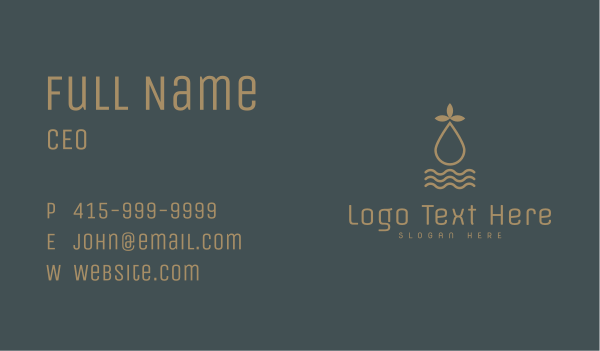 Golden Herbal Essential Oil Business Card Design Image Preview