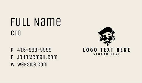 Black Hipster Beard Business Card Design Image Preview