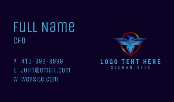 Blue Falcon Shield Business Card Design Image Preview