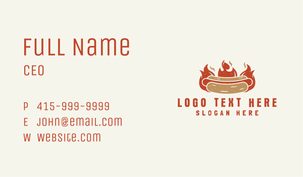Fire Hot Dog Sandwich Snack Business Card Design Image Preview