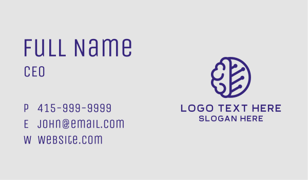 Blue Brain Circuit Business Card Design Image Preview