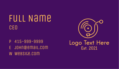 Golden Vinyl Player Business Card Image Preview