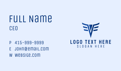 Blue Pilot Wings Letter V Business Card Image Preview
