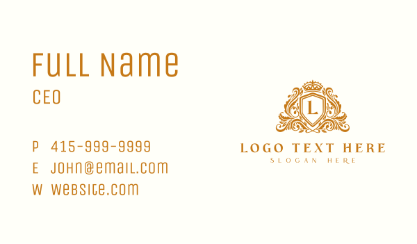 Luxury Royal Shield Crown Business Card Design Image Preview