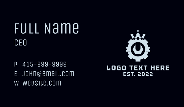 Cog Wrench Crown Mechanic Business Card Design Image Preview