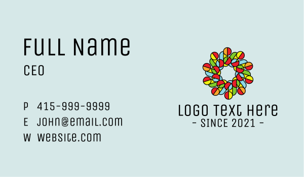 Circle Flower Stained Glass Business Card Design Image Preview