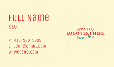 Retro Restaurant Wordmark Business Card Image Preview