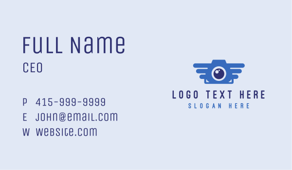 Blue Wing Photography Business Card Design Image Preview