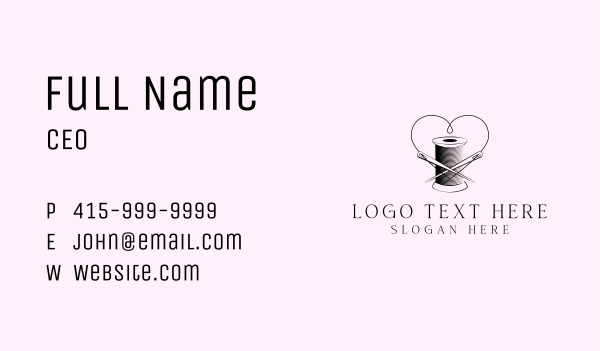 Sewing Spool Needle Heart Business Card Design Image Preview