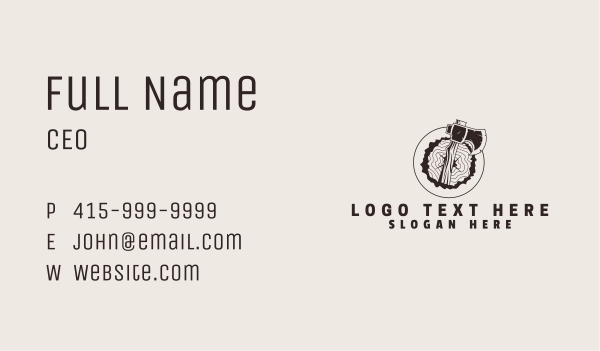 Wood Trunk Axe Business Card Design Image Preview