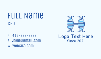 Blue Monoline DNA Strand Business Card Image Preview