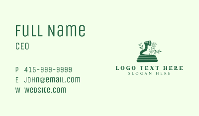 Green Gardening Hose Flower Business Card Image Preview