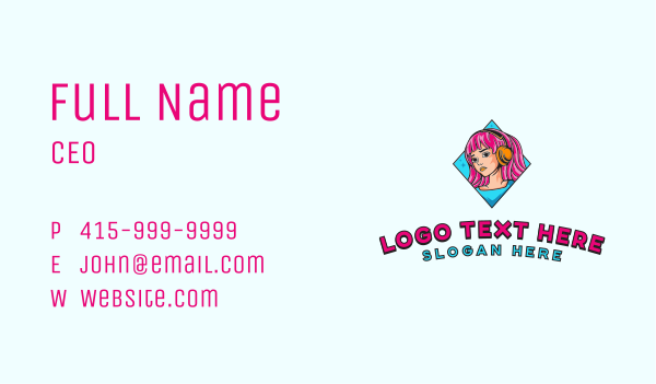 Gaming Woman Streamer Business Card Design Image Preview