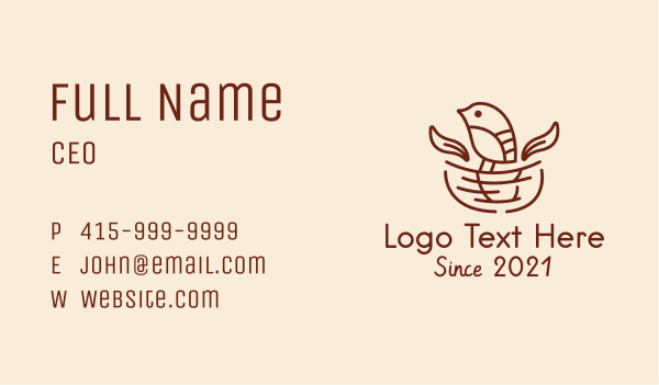 Brown Bird Nest  Business Card Design Image Preview