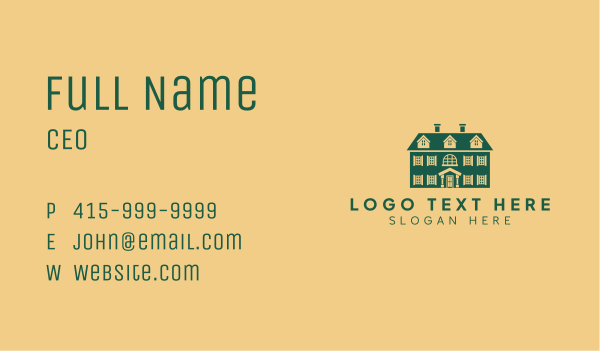 Colonial House Property Business Card Design Image Preview