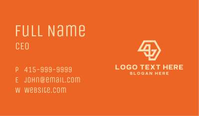 Orange Abstract Hexagon Business Card Image Preview