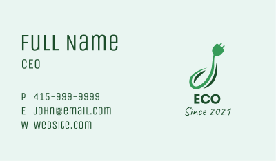 Eco Energy Plug  Business Card Image Preview