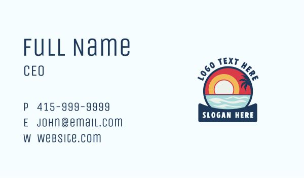 Tropical Beach Surfing Business Card Design Image Preview