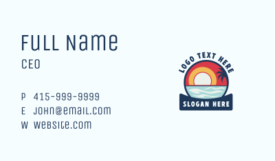 Tropical Beach Surfing Business Card Image Preview