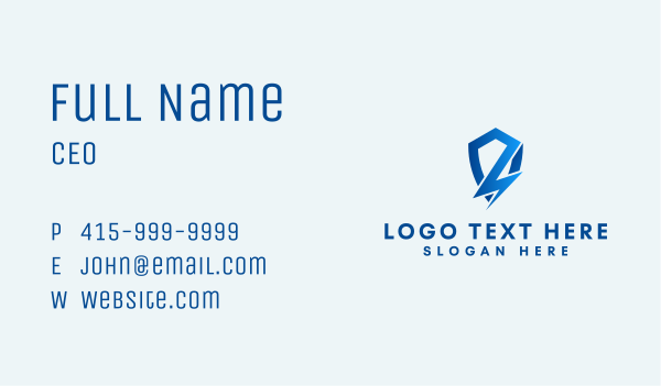 Blue Lightning Crest  Business Card Design Image Preview