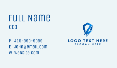 Blue Lightning Crest  Business Card Image Preview