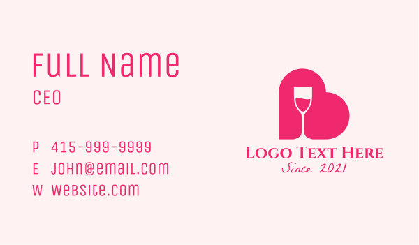 Heart Wine Glass Business Card Design Image Preview