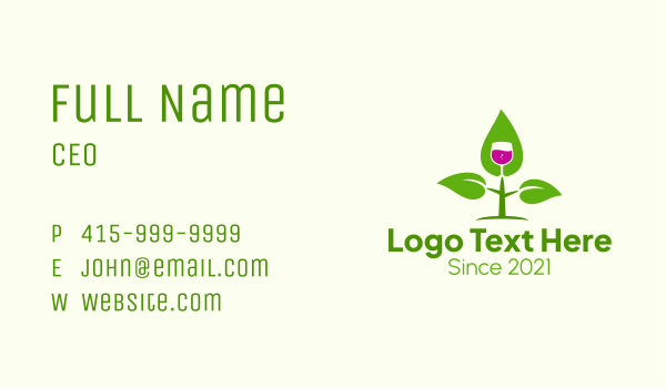 Natural Wine Plant Business Card Design Image Preview