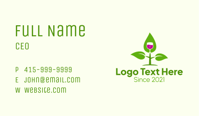 Natural Wine Plant Business Card Image Preview