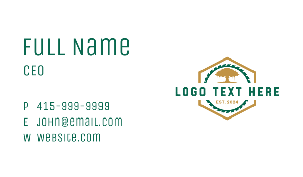 Saw Tree Logging Business Card Design Image Preview