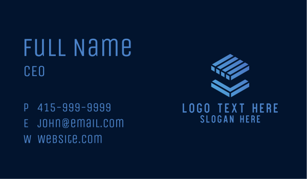 Blue Abstract Cube Tech Business Card Design Image Preview