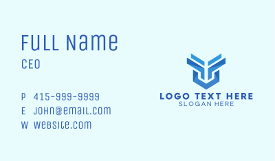 Geometric Tech Shield  Business Card Image Preview