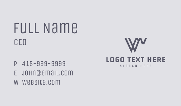 Abstract Wave Letter W Business Card Design Image Preview