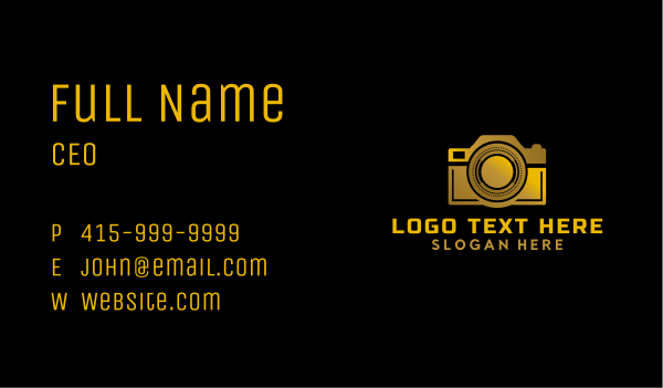 Luxury Golden Camera Business Card Design Image Preview