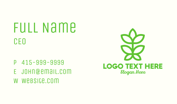 Green Plant Bud Monoline Business Card Design Image Preview