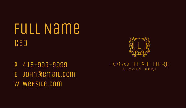 Royal Gold Shield Letter Business Card Design Image Preview