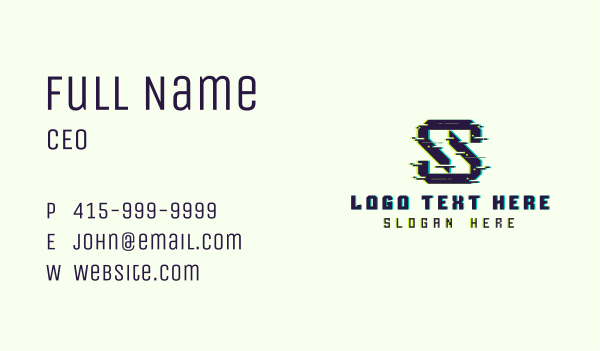 Glitch Gaming Letter S Business Card Design Image Preview